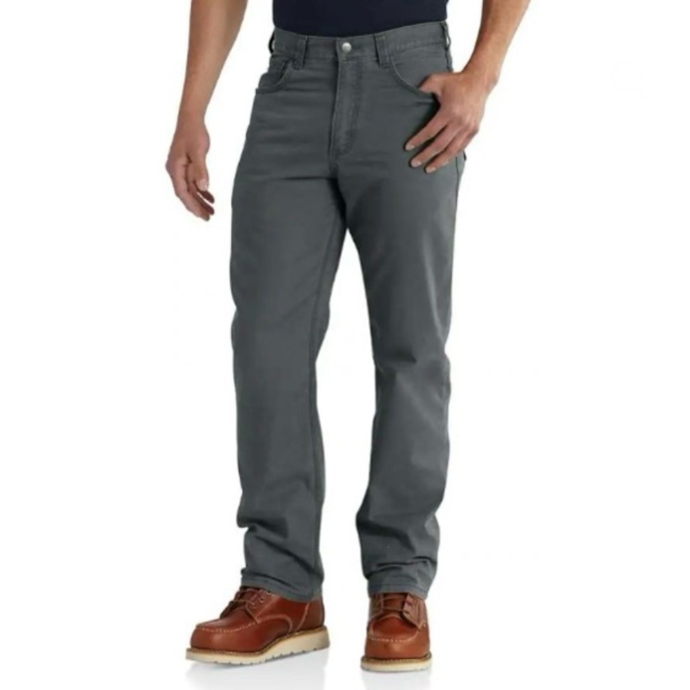 CARHARTT Rugged Flex Relaxed Fit Canvas 5-Pocket Work Pant 36x32 in Elm